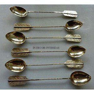 Cucharas de Servir de Acero Inoxidable de Alta Calidad, Plateadas, con Mangos de Jade Verde, Diseño de Bambú, Juego de Cubiertos de Lujo - Product Image 5