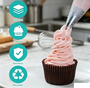 3 embouts de pâtisserie de 1 m, en acier inoxydable, pour décorer les gâteaux, la crème au beurre, la glaçage, les gâteaux d'anniversaire et les cupcakes - Product Image 3