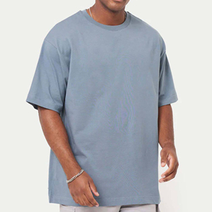 Heavy Cropped <b>Box</b> Fit T Shirt Blank Shirts High Quality Mock Neck Boxy Fit Oversize <b>Drop</b> Shoulder Men's T-shirts - Product Image 2