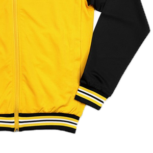 Men's Yellow Black Color Blocking Track Jacket Casual Autumn Wear Turn-down Collar Woven Plain Dyed - Product Image 5