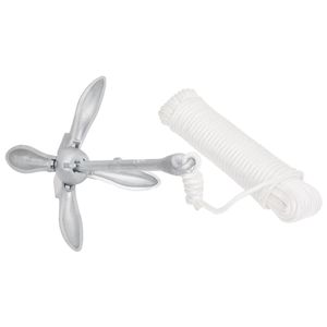 Anclaje plegable de hierro fundido galvanizado en caliente de 8,8 LB con anclas de barco plateadas de cuerda - Product Image 3