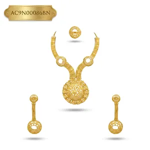 Conjunto de Collar y Aretes con Baño de Oro de 24K para Mujer, Diseño Circular, Joyería de Boda, Estilo Africano de Lujo - Product Image 2