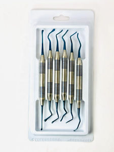 Kit de 6 Curettes Dentaires Manuelles en Acier Inoxydable Revêtu de Titane, Double Embout, Précision par Grip, pour Composite et Chirurgie - Product Image 4