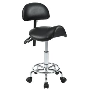 Tabouret ergonomique réglable avec dossier, chaise de bureau roulante avec repose-pieds et dossier réglable en hauteur - Product Image 2