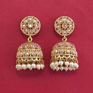 Exportateur de bijoux fantaisie artificiels en Inde, Jhumki antique avec placage or 233108 - Product Image 2