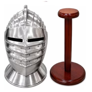 Casque bascinet à visière surélevée en forme de crâne de chien, fabriqué en acier avec aventail en maille de fer intégré, disponible à prix de gros - Product Image 4