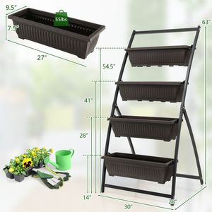 Jardinera Vertical de 4 Niveles con 4 Contenedores y Orificios de Drenaje, Macetas y Jardineras - Product Image 4