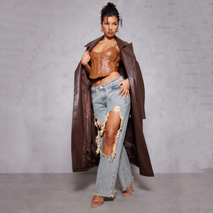 คอร์เซ็ทหนังแท้สำหรับผู้หญิงไซส์ใหญ่ ดีไซน์ใหม่ ระบายอากาศได้ดี พร้อมโครงเหล็ก ดีไซน์พรีเมียม - Product Image 4