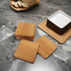 High Quality 6-Piece Wooden <b>Coaster</b> Set Glass Top <b>Drinking</b> <b>Coasters</b> for Home Hotel Restaurant Table Decoration for Kitchen Use - Product Image 5
