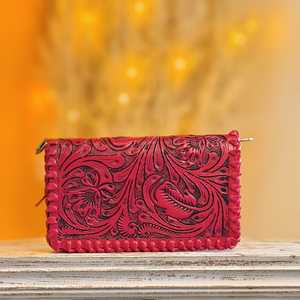 Cartera de Cuero Genuino Tallada a Mano, Moderna y Elegante, 2026, con Espacio para Teléfono, Multiusos, Color Rosa, Tipo Bandolera - Product Image 4