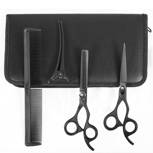 Ciseaux de coiffure professionnels en acier inoxydable pour salon, ensemble de ciseaux à effiler pour droitiers, lame à pointe arrondie, logo personnalisable, pour cheveux - Product Image 1