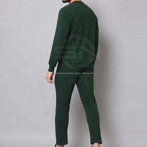 Conjunto de traje de sudor de patrón sólido transpirable para hombre, Jersey elástico y pantalones para ejercicio, correr o ocio para invierno - Product Image 3