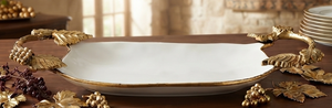 High Quality Serving Tray Metal Golden Decorative Leaf Shape Handle Serving Unique Aluminum Server for <b>Sweets</b> Chocolates Gifts - Product Image 2