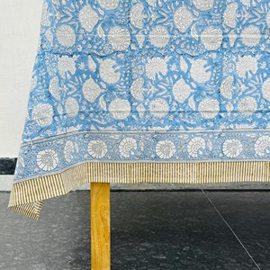 Indian Modern Handmade Premium Quality Customizable Cotton Floral Washed Printed <b>Square</b> Boh Creation <b>Tablecloth</b> for Home Hotel - Product Image 5