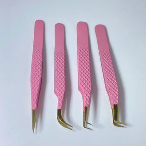 High Quality Stainless Steel Anti-Magnetic Durable Silver Diamond Grip Tweezers <b>Set</b> for Volume Eyelash Extension Eye - Product Image 2