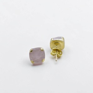 ต่างหูโรสควอตซ์ขนาด 8-10 มม. ประดับด้วยทองชุบด้วยไฟฟ้า ทำด้วยมือ - Product Image 3