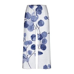 Pantalon ample taille haute pour femme, imprimé floral, respirant, coupe décontractée, taille élastique, style élégant, printemps-été, tenue décontractée, pyjama - Product Image 2