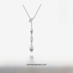 Collar Lariat de Plata 925 con Moissanita en Forma de Gota, Cadena con Colgante Chapado en Rodio, Joyería para Regalo de Boda o Fiesta - Product Image 1