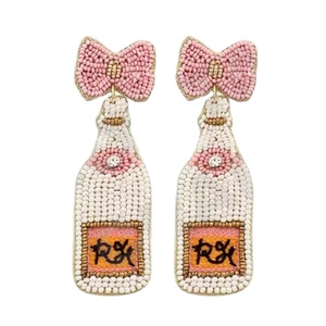 ต่างหูห้อยแฟชั่นรูปขวดกุหลาบสินค้ามาใหม่ลูกปัดทำมือข้ามพรมแดนสีทองสุดสร้างสรรค์สำหรับปาร์ตี้สไตล์คริสเตียน - Product Image 1