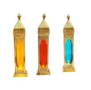 Lanterne décorative vintage dorée Ramadan Kareem, lanterne en métal pour la décoration festive de la maison et l'éclairage - Product Image 5