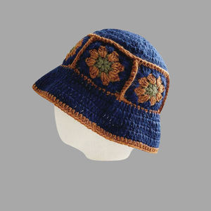 Handmade Women's Outdoor Floral Crochet Bucket Hat Knitted Pattern <b>Sunscreen</b> Folded Casual Beach Travel Fishing Cycling Sports - Product Image 5