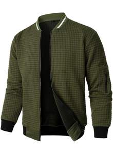 Chaqueta Universitaria Unisex Azul y Amarilla con Cierre de Botones Cubiertos, Diseño Sólido, Ropa Casual de Invierno, Tejido de Lana Resistente al Viento - Product Image 2