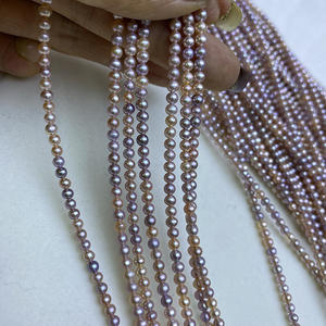 Collier pour femme en perles d'eau douce naturelles de 3-4 mm avec chaîne de clavicule solide, presque parfaitement rond, bijoux simples - Product Image 2