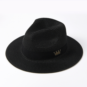 Wholesale Custom Logo Summer Panama Fedora <b>Straw</b> <b>Hat</b> Wide Brim Roll up Beach Sun <b>Straw</b> <b>Hat</b> Women and Men - Product Image 3