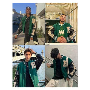 Blouson Moto Homme Blackair, Veste Baseball Varsity Femme, Manteaux Vintage Décontractés, Streetwear Tendance en Mélange de Cuir - Product Image 4