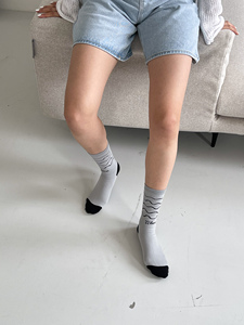 Calzini WAVE da donna in misto cotone traspirante per uso quotidiano, stile regolare, con stampa di lettere, calzini lavorati a maglia per tutte le stagioni - Product Image 6