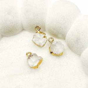 Natural <b>Raw</b> <b>Crystal</b> Quartz Pendant Gold Electroplated Edge Charm 8 to 10mm Rough Gemstone Pendant Minimalist Jewelry Gift - Product Image 3