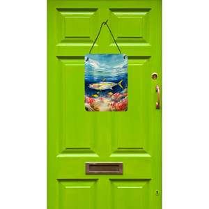 Thon albacore mur porte suspendus imprime nouveau 12x16 multicolore en aluminium métal signe pour cuisine salle de bain décor à la maison porte d'entrée - Product Image 2