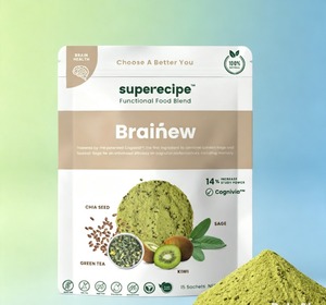 Superecipe Brainew Functional Food Blend Instant Powder Chia Seed Green Tea Sage Kiwi <b>Sugar</b> Free 15 Sachets - Product Image 1
