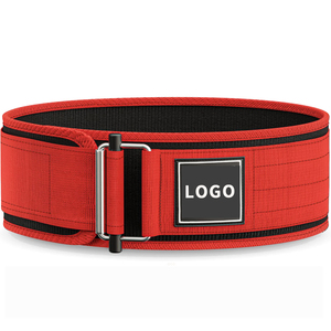 Cinturón de Levantamiento de Pesas Rojo con Hebilla de Doble Anillo, Soporte Ajustable para la Cintura, para Entrenamiento en el Gimnasio - Product Image 1