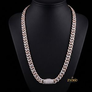 Luxury Two Tone Iced Out Cuban Link <b>Chain</b> <b>Necklace</b> for Men Women Rose Gold Silver Hip Hop Jewelry with Diamond Clasp - Product Image 2