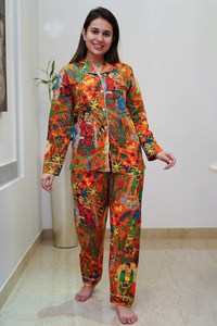 Pijama de algodón para mujer, conjunto de camisa larga con botones, estampado, suave, para verano, playa, noche, vestido de dormir. - Product Image 6