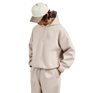 Mens Oversized Quarter Zip Hoodie with Wide Leg Open Hem <b>Trousers</b> Relaxed Tracksuit Elastic Waist Long Sleeve Lounge Set Fashion - Product Image 3