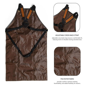 Tablier en cuir pour chef, boucher, métalliste, charpentier, respirant, confortable, unisexe, avec une petite et deux grandes poches - Product Image 4