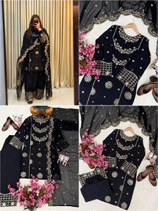 Luxury Black Pakistani Suit with Heavy Embroidery Dupatta – Women Party Wear - Product Image 5