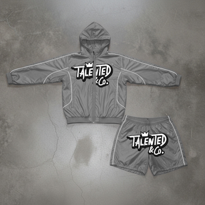 Winter Hooded Windbreaker Tracksuit Short Set Breathable Hot Selling Unisex 100% Cotton Heavyweight <b>Jacket</b> and Short Plus Size - Product Image 3