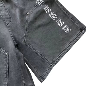 Pantalones Cortos de Chándal para Hombre, Estampados Personalizados por el Fabricante, de Talla Grande, Largos hasta la Rodilla, Rotos, Desgastados, Holgados, Vintage, con Lavado Ácido - Product Image 3
