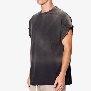 เสื้อยืดคอกลมโอเวอร์ไซส์ผู้ชาย ผ้าคอตตอนเจอร์ซีย์สีพื้น สไตล์ลำลอง - Product Image 6