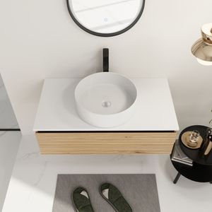 36-Inch Wall Mounted <b>Bathroom</b> <b>Vanity</b> with White Art Ceramic Sink and 1 Soft Close Drawer KD Packing - Product Image 3