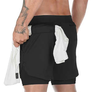 Pantalones Cortos Deportivos de Doble Capa para Hombre, Pantalones Cortos Deportivos 2 en 1 para Gimnasio, Entrenamiento, Secado Rápido, para Correr, de Doble Capa, para Verano - Product Image 4
