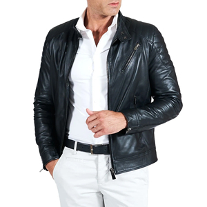 New Fashion <b>Men</b> <b>Leather</b> <b>Jacket</b> Zipper Style Real <b>Leather</b> <b>Jacket</b> for <b>Men</b> Wholesale Price - Product Image 6