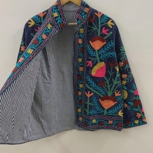 Trending Velvet Suzani Embroidered Jacket Handmade Boho Chic Ethnic <b>Coat</b> Vintage Style Outerwear - Product Image 4