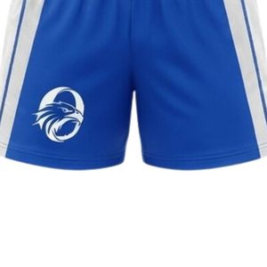 Shorts de netball unisexe bleu roi et blanc sublimés en polyester, coupe athlétique, vêtements de sport pour matchs d'équipe et entraînements - Product Image 6