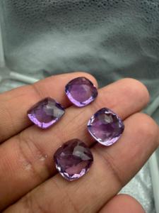 Ametyste naturelle violette 12 mm, taille coussin, 4 pièces, 24,15 carats, pierre précieuse des mines africaines avec jeu de couleurs pour la fabrication de bijoux - Product Image 3