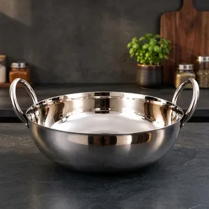 Poêle à frire profonde en acier inoxydable de qualité supérieure, couleur argent, robuste, pour la cuisine - Product Image 5