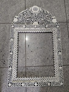 Luxury Bone Inlay Wooden Bohemian Design Eco-Friendly Lightweight Handmade Decorative Wall <b>Hanging</b> <b>Mirror</b> Frame for Bathroom - Product Image 3